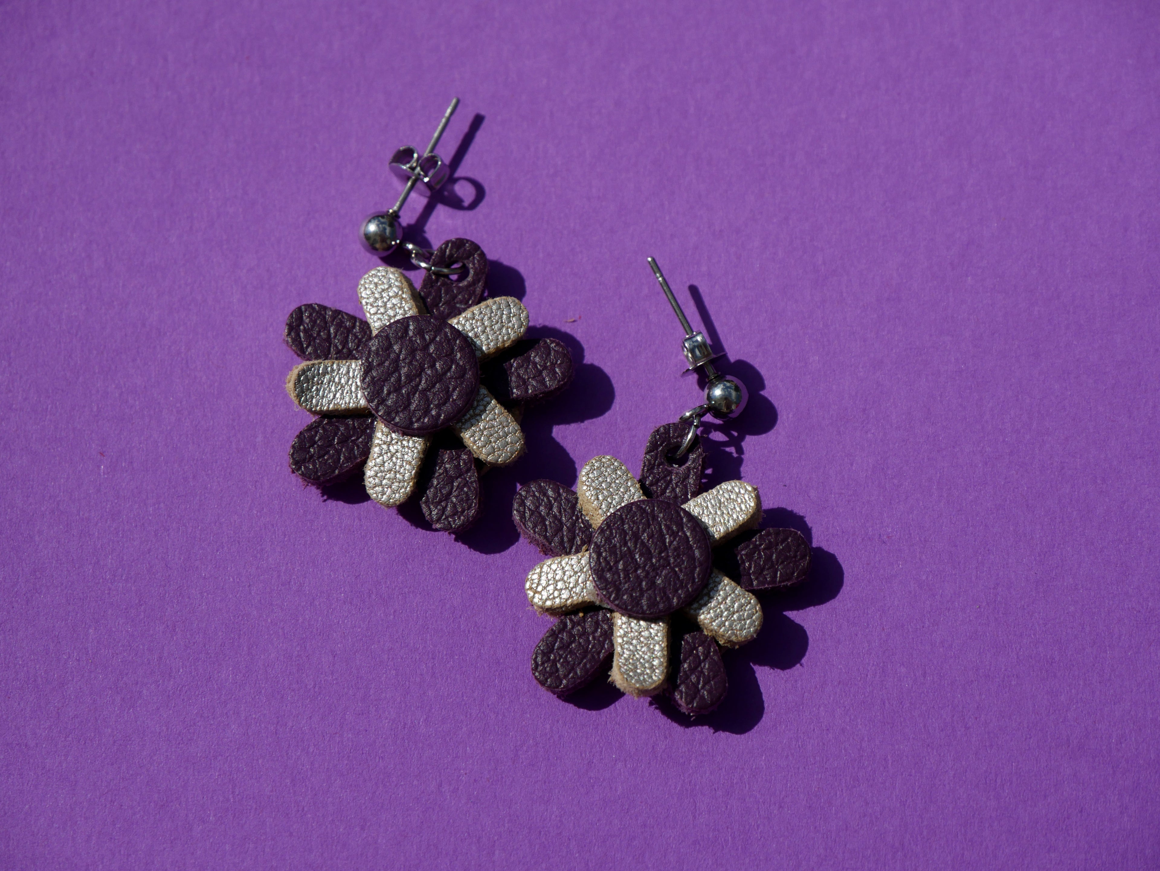 Boucles d'oreilles fleurs Violettes