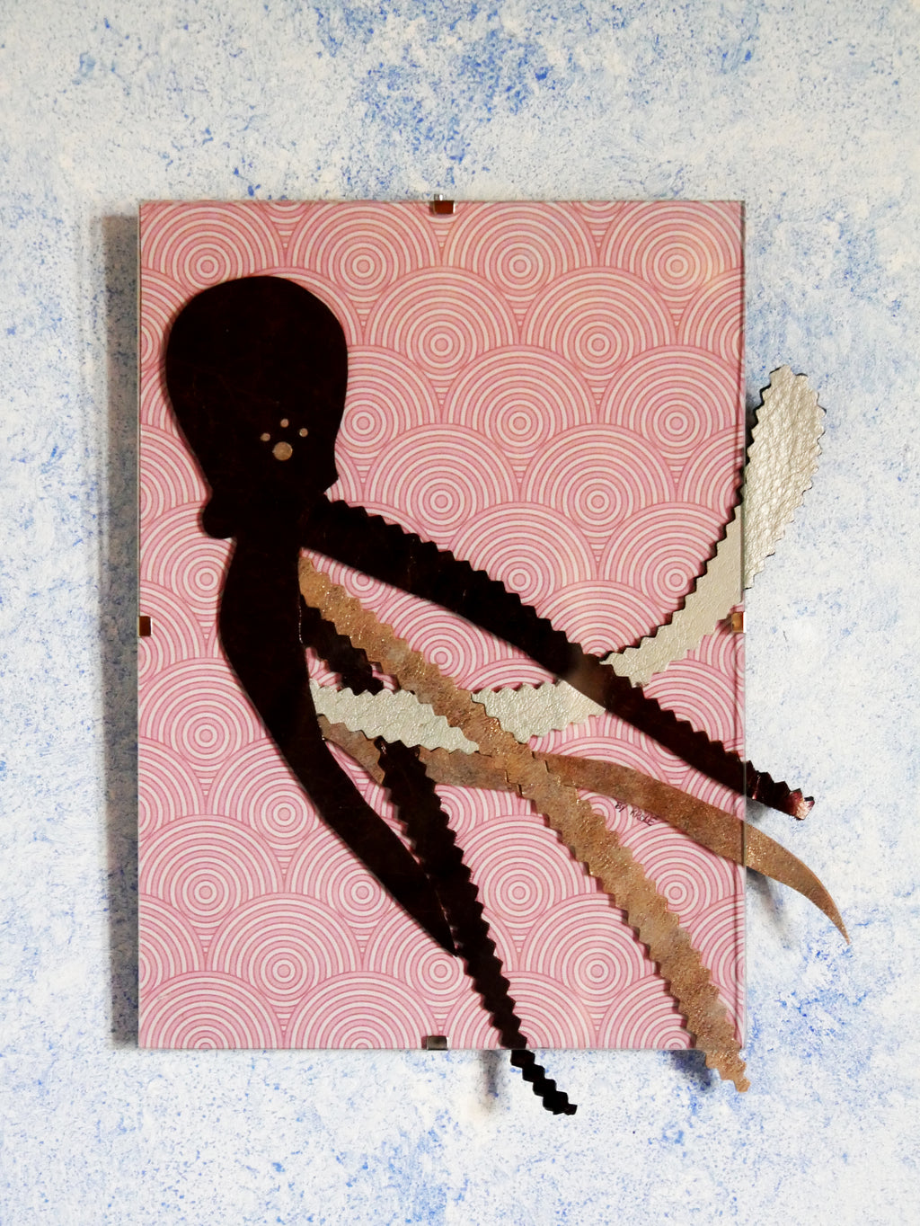 Pieuvre marqueterie cuir