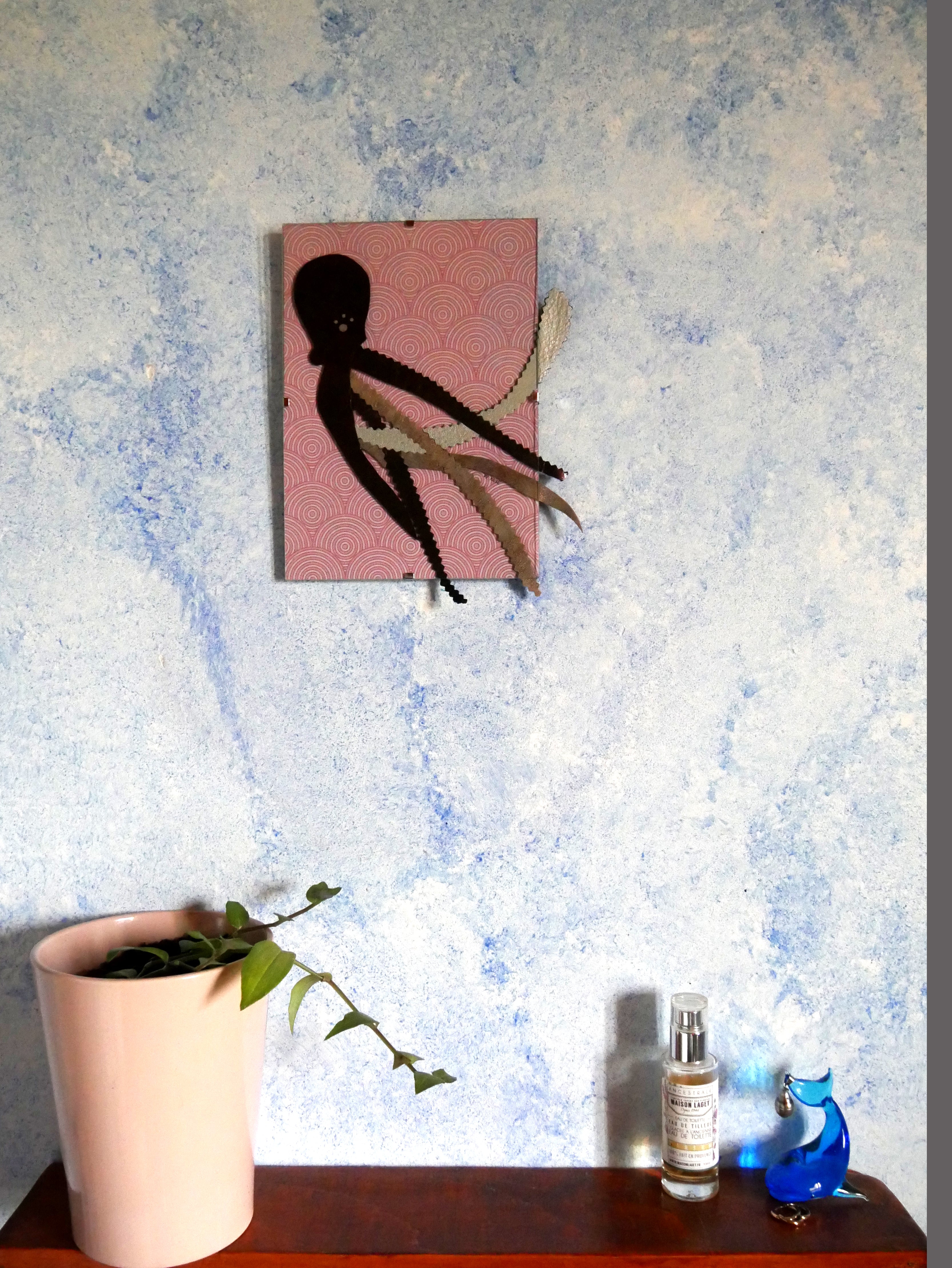 Pieuvre marqueterie cuir