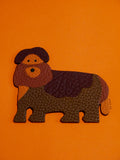 Chien marqueterie cuir A4