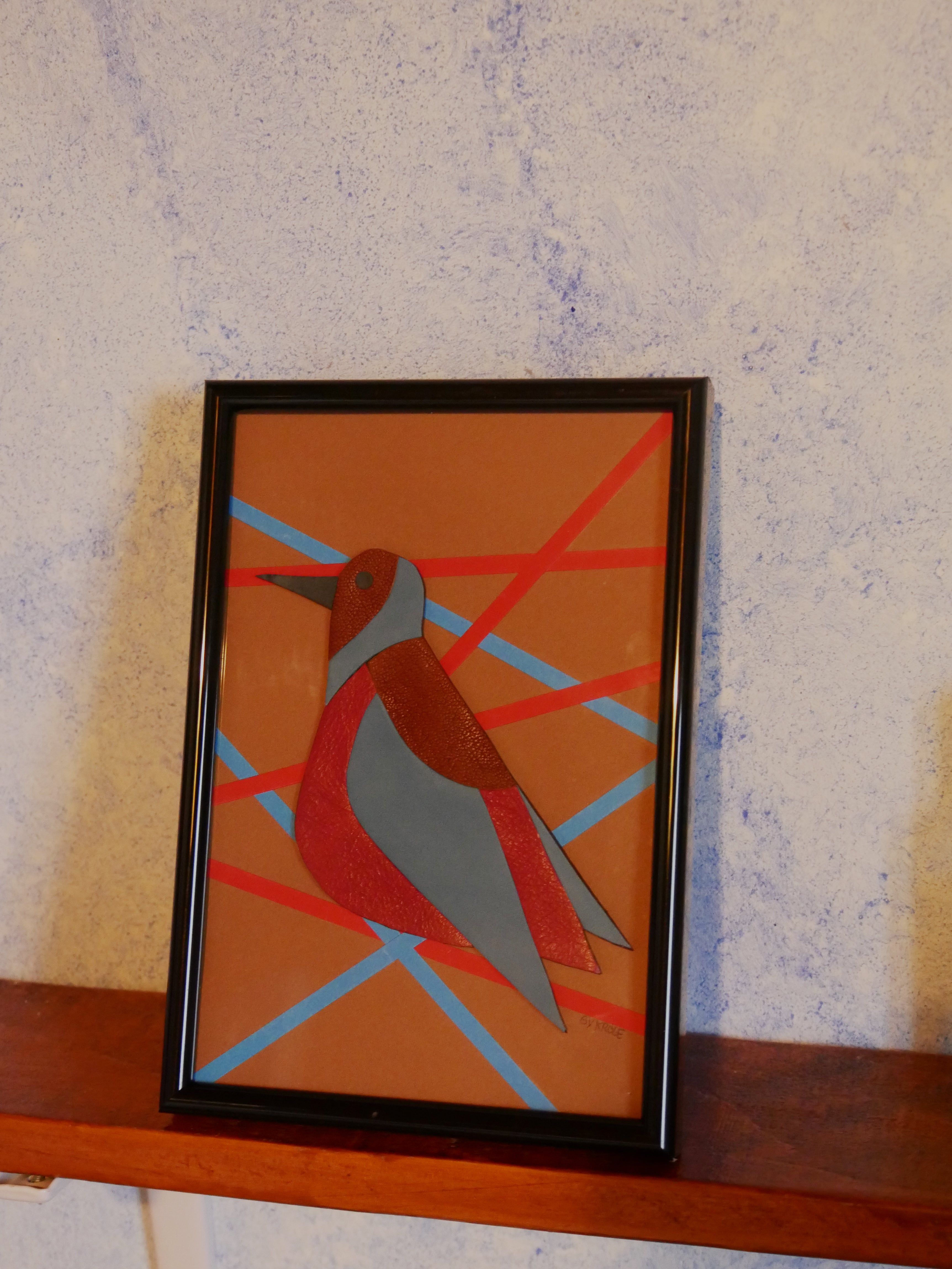 Oiseau marqueterie cuir