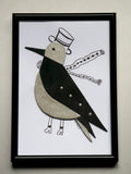 Oiseau marqueterie cuir